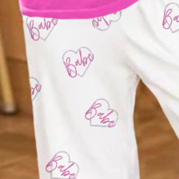 Babe Baggy Soft & Thick Elastic Wait PJ Pants & T Shirt Premium 2 pc Lounge Set - Picture 5 of 8